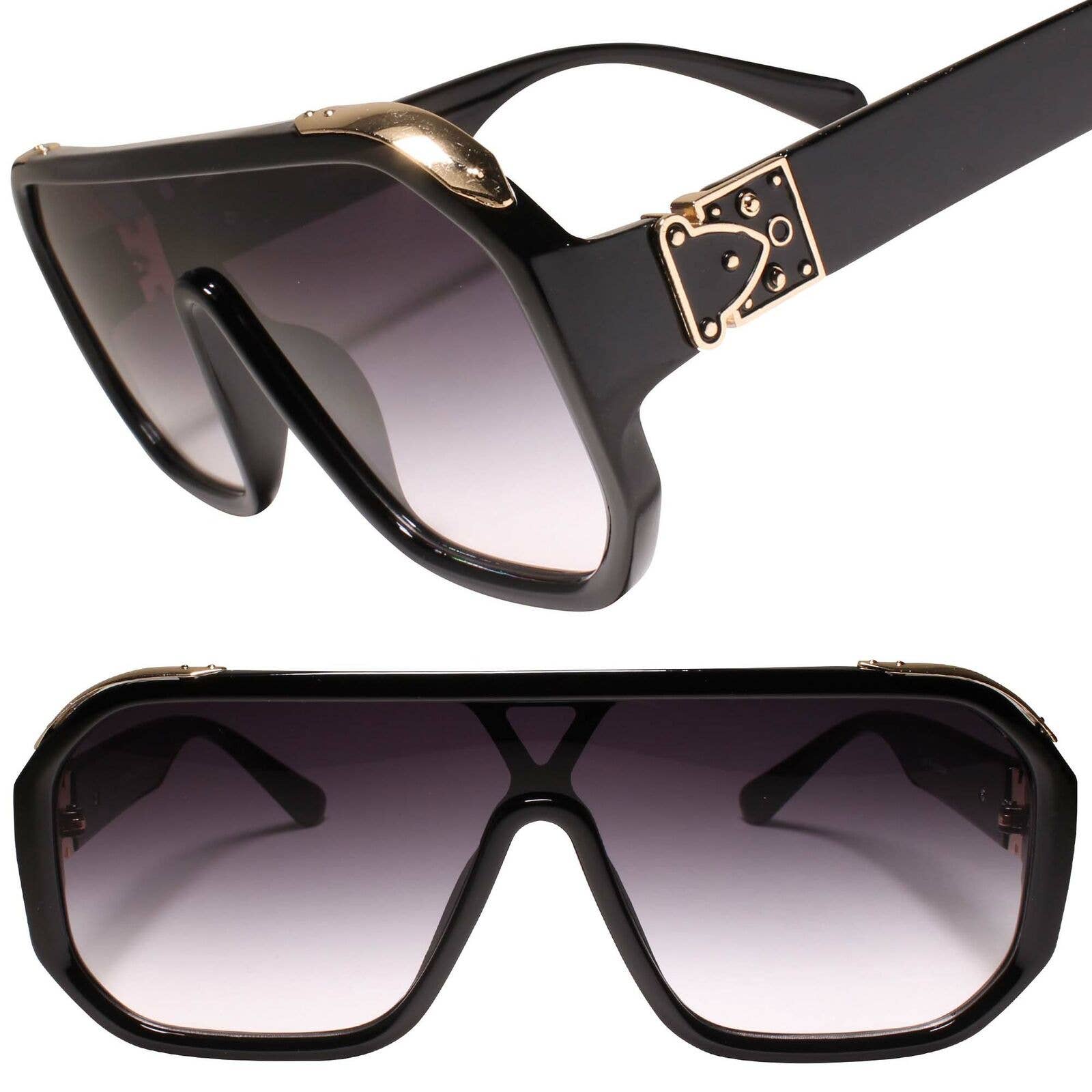 Bling Famous Hip Hop Square Sunglasses Black